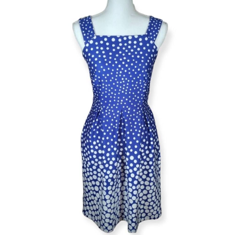 COBALT BLUE & WHITE POLKA-DOT DRESS SZ.S EUC.